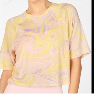 Fabletics Loveday Marble‎ Print Relaxed Cropped Tee Short Sleeve Athleisure XL